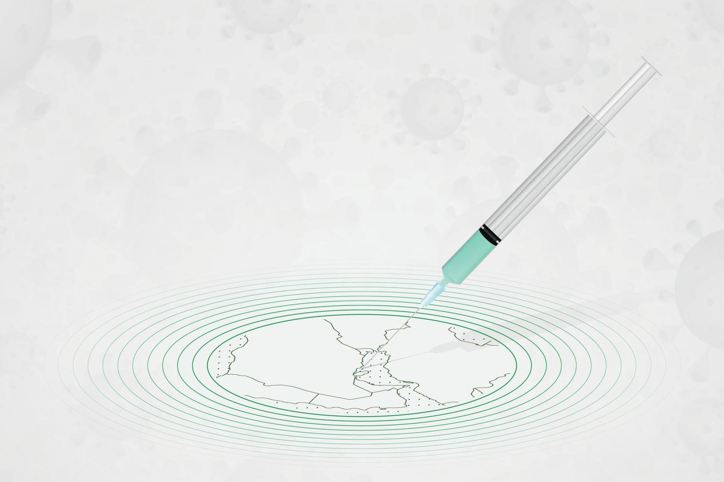 concepto de vacunación de bahrein, inyección de vacuna en el mapa de bahrein. vacuna y vacunación contra el coronavirus, covid-19. vector