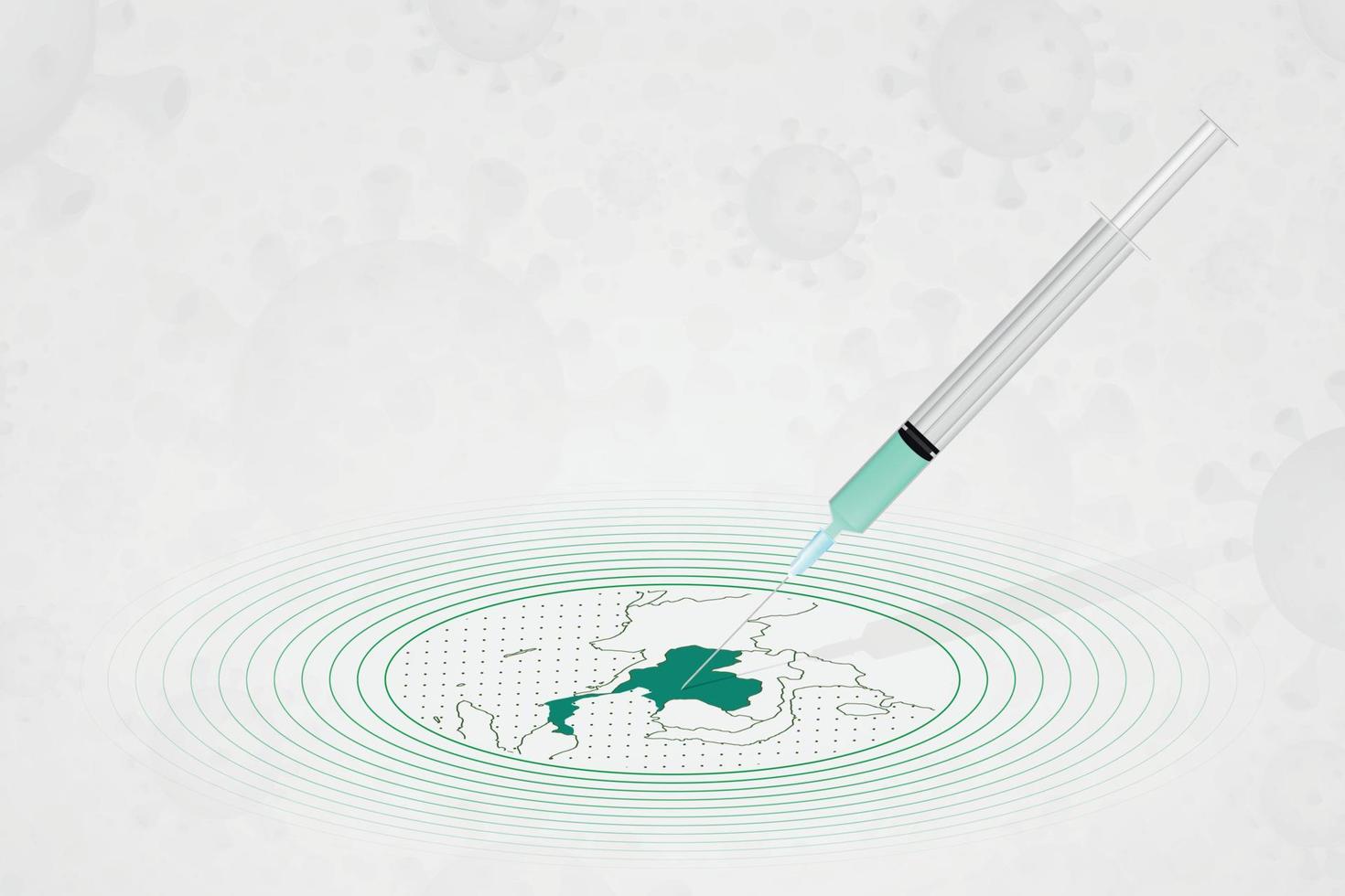 concepto de vacunación de tailandia, inyección de vacuna en el mapa de tailandia. vacuna y vacunación contra el coronavirus, covid-19. vector