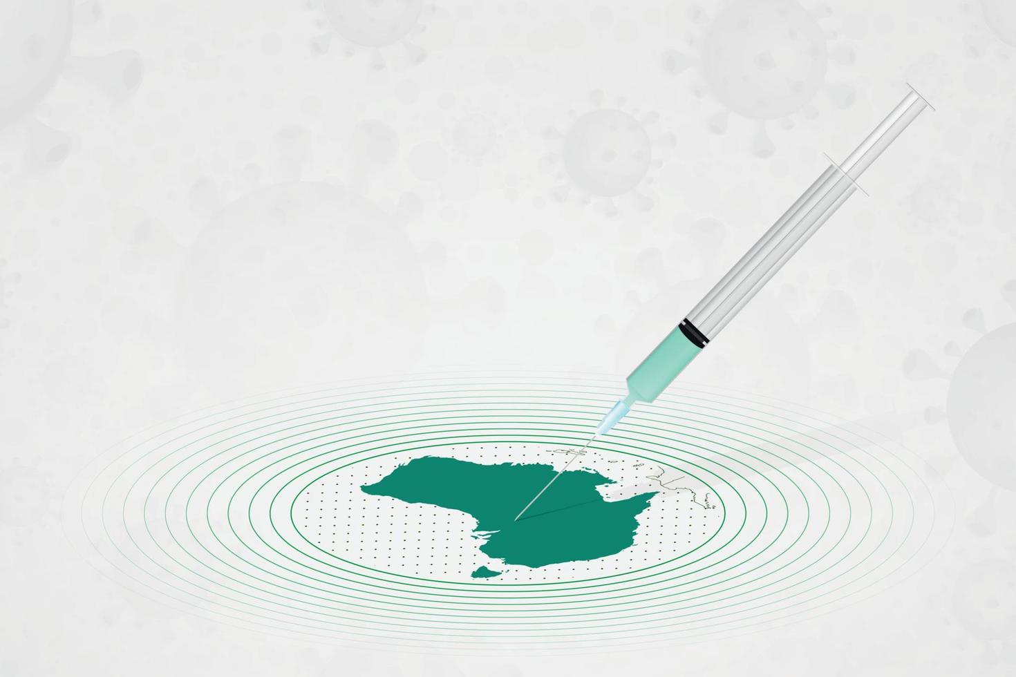 concepto de vacunación de australia, inyección de vacuna en el mapa de australia. vacuna y vacunación contra el coronavirus, covid-19. vector