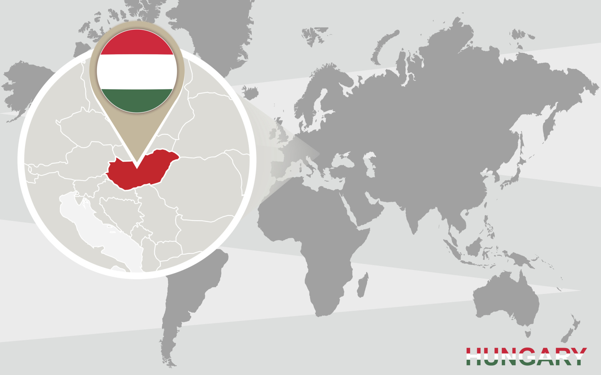 World Map With Magnified Hungary 5730147 Vector Art At Vecteezy World Map With Magnified Hungary Vector