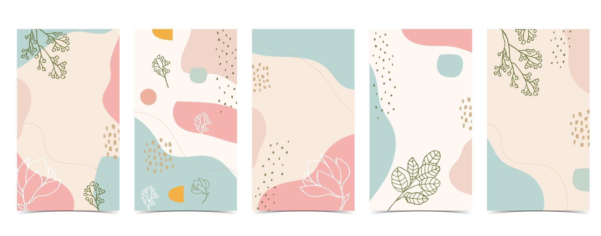 fondo de diseño de color para redes sociales con flor, hoja, forma vector