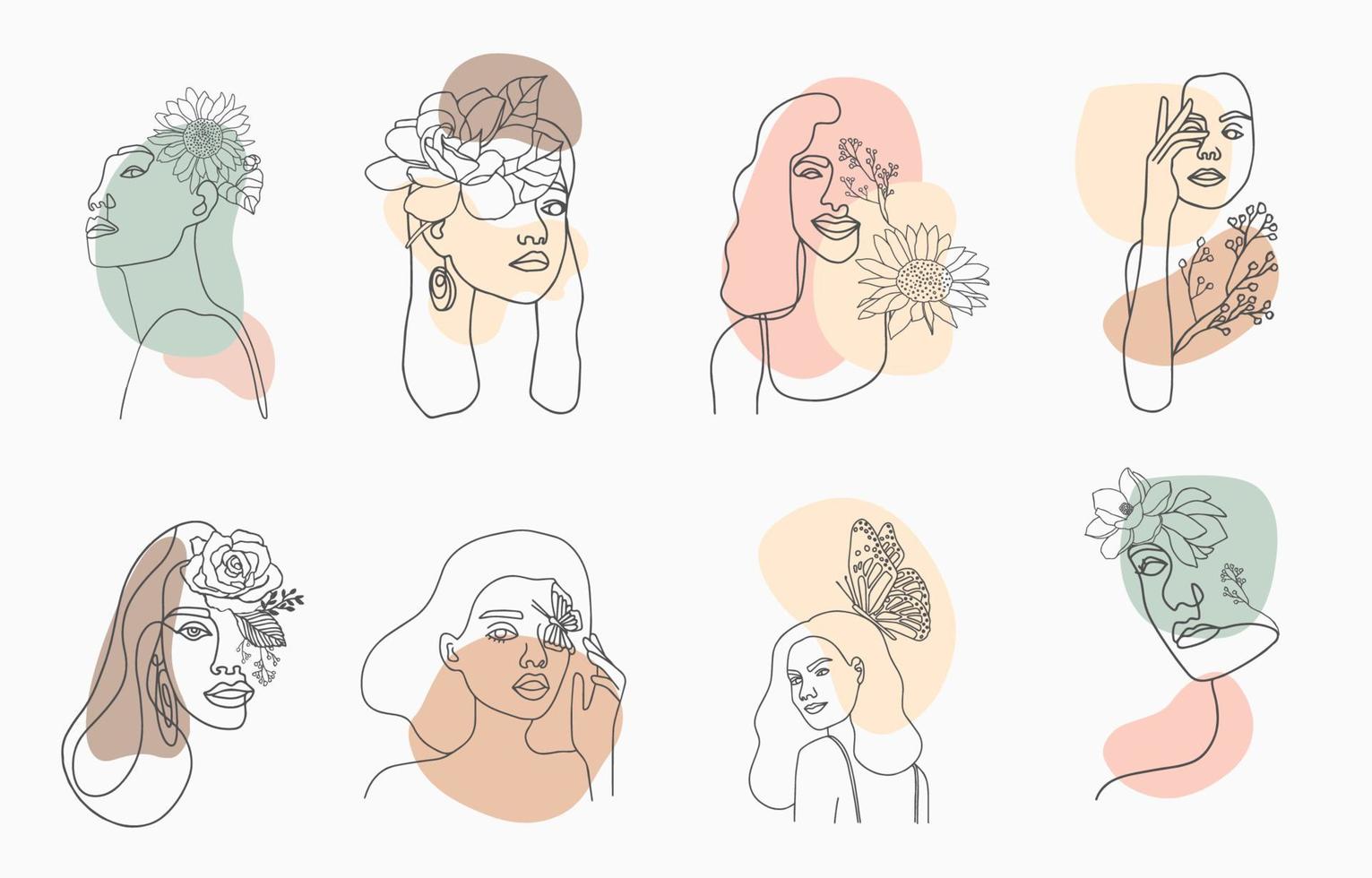 Beauty occult collection with woman,flower,butterfly.Vector illustration for icon,sticker,printable and tattoo vector