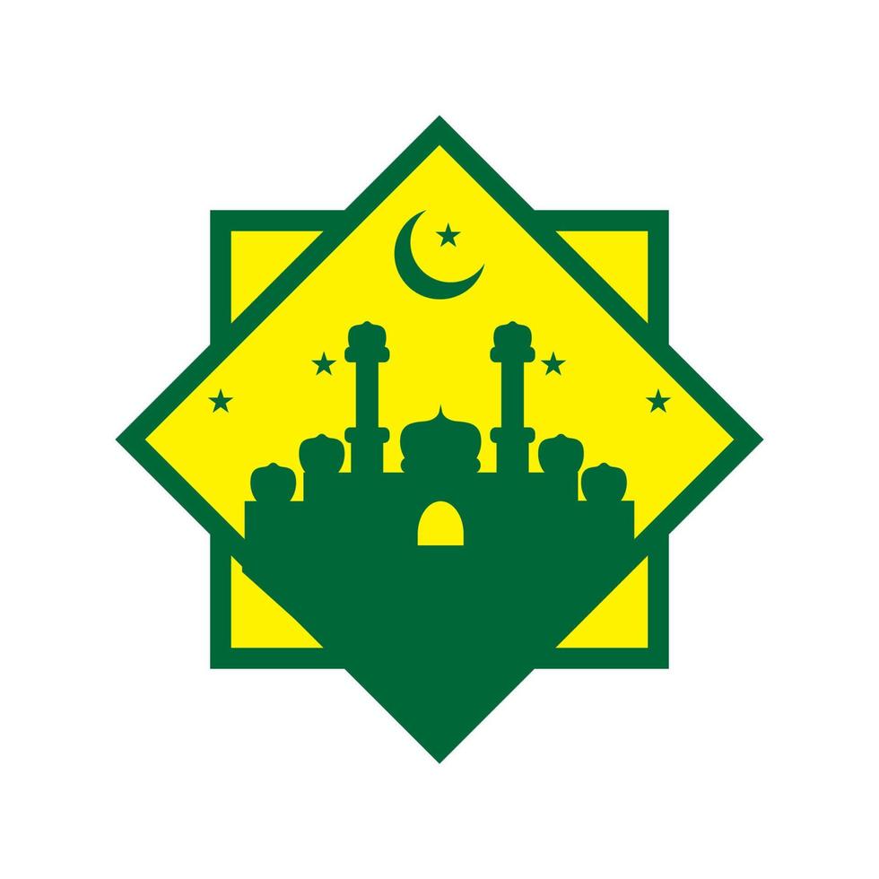 green mosque illustration design for ramadan. vector