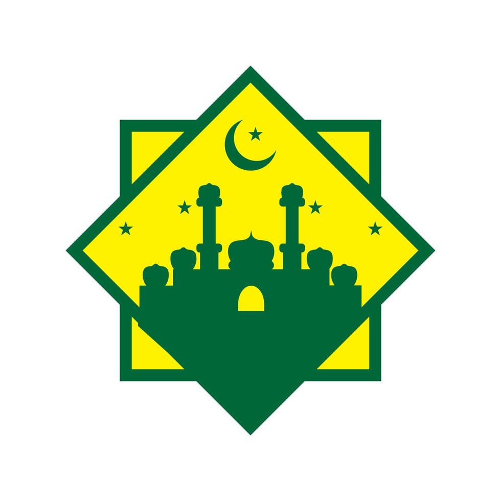 green mosque illustration design for ramadan. vector