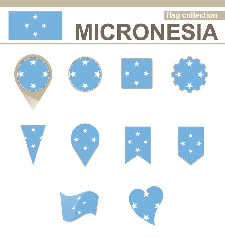 colección de banderas de micronesia vector