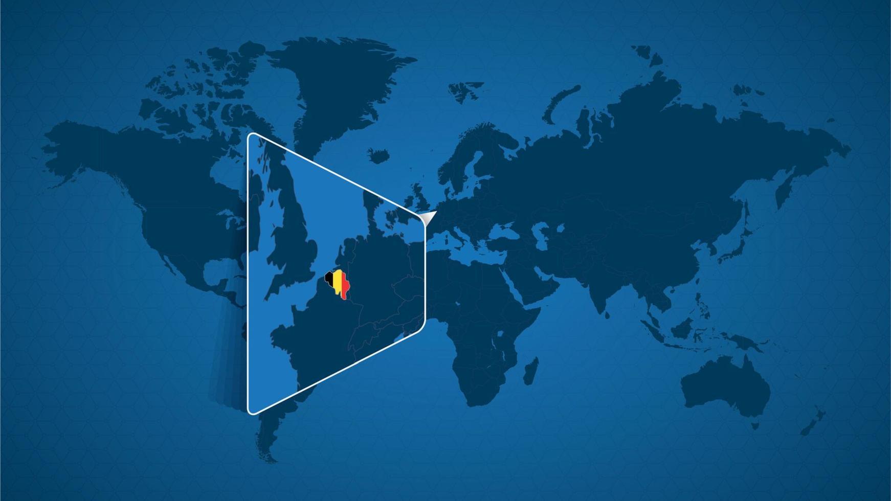 mapa detallado del mundo con un mapa ampliado de bélgica y los países vecinos. vector