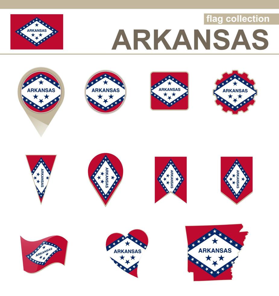 colección de banderas de arkansas vector