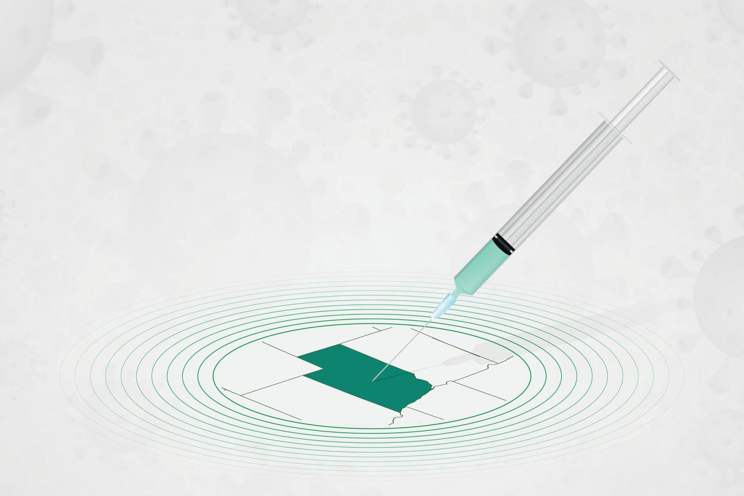 Nebraska vaccination concept, vaccine injection in map of Nebraska. Vaccine and vaccination against coronavirus, COVID-19. vector