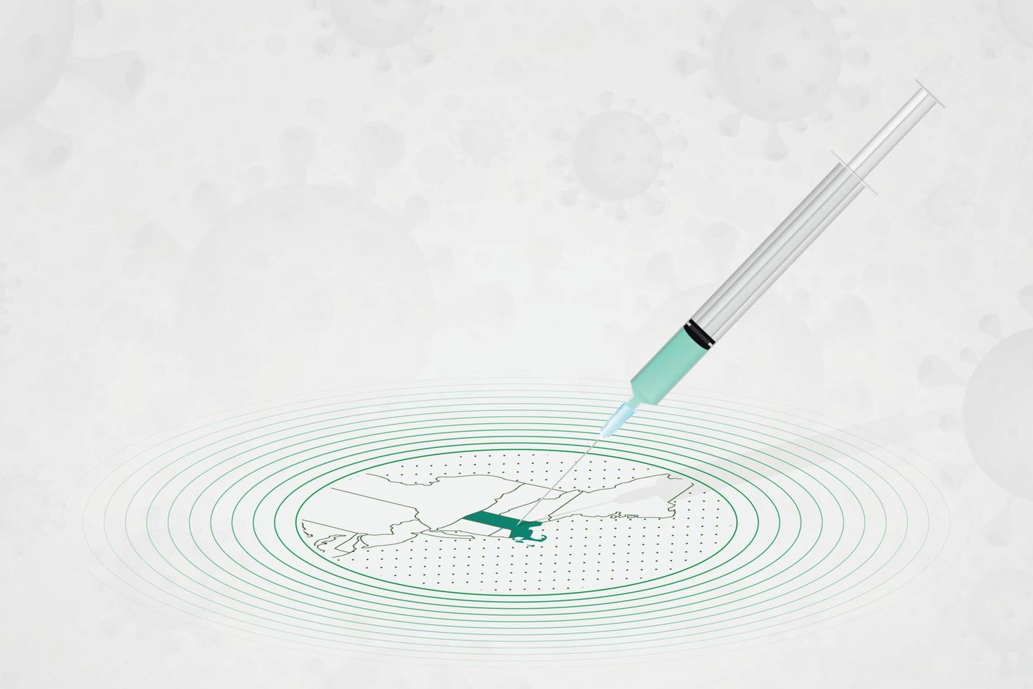 Massachusetts vaccination concept, vaccine injection in map of Massachusetts. Vaccine and vaccination against coronavirus, COVID-19. vector