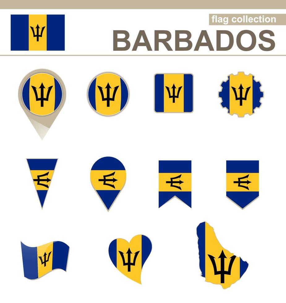 colección de banderas de barbados vector