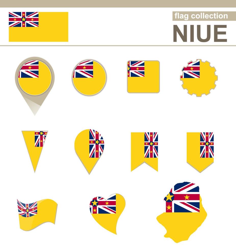 colección de banderas de niue vector