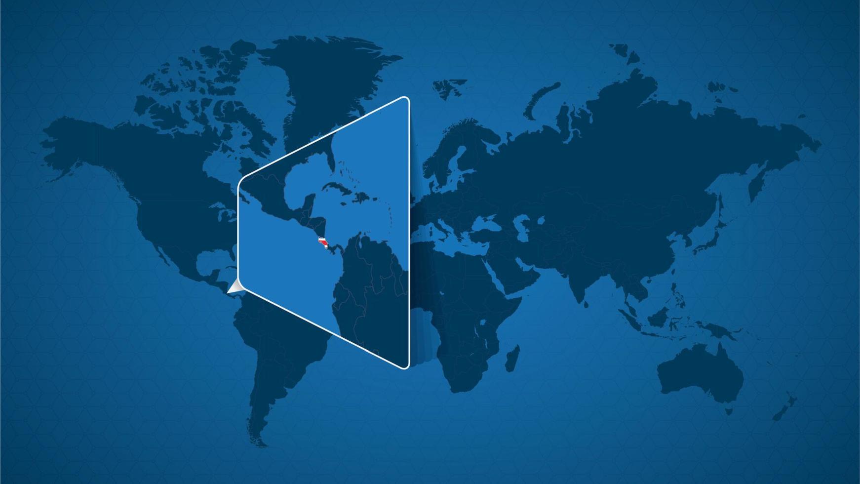 mapa detallado del mundo con un mapa ampliado de costa rica y los países vecinos. vector