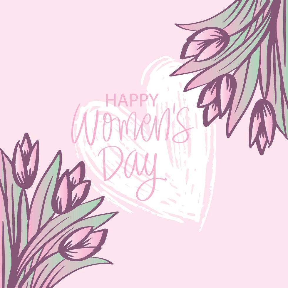 Happy women's day greeting card with tulip flowersHappy women's day greeting card with tulip flowers vector