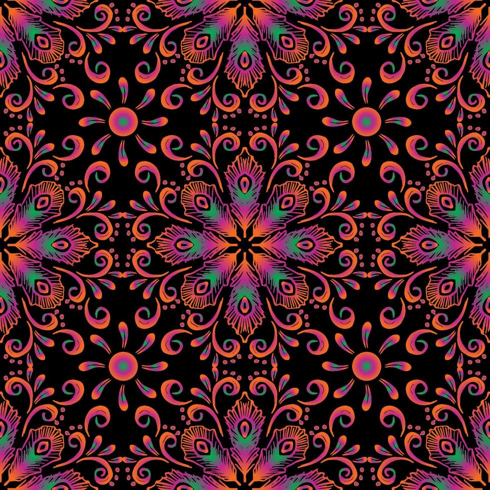 Ethnic feathers abstract mandala seamless pattern background. You can use it for, printing, home decor, wall hanging, fabric, wallpaper, textile printing, wrapping paper, wall art and much more. vector