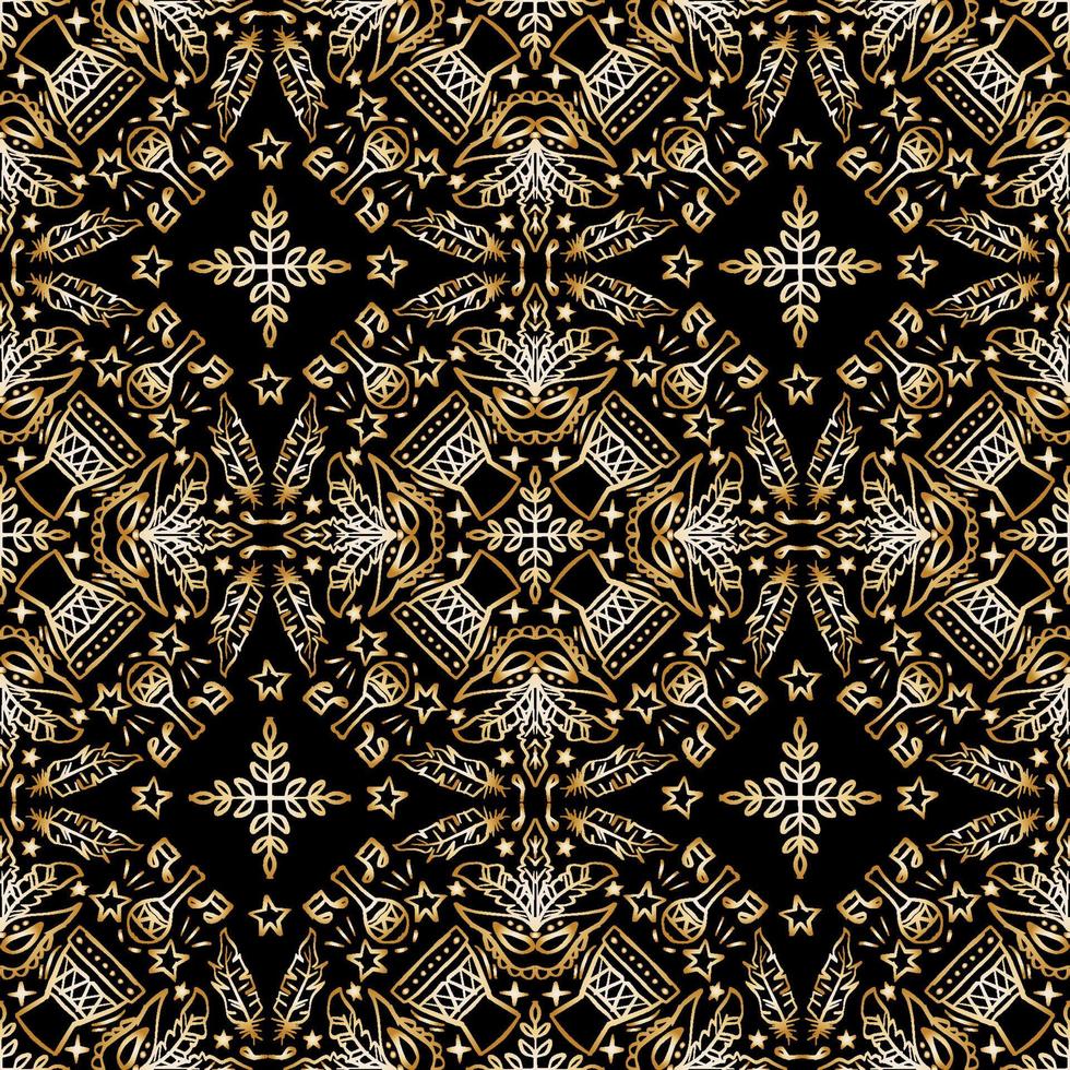 Gold Mardi Gras Carnival  seamless pattern vector