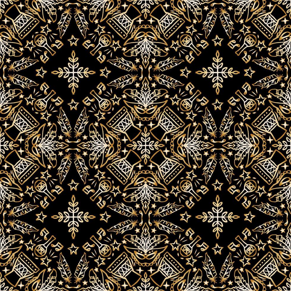 Gold Mardi Gras Carnival  seamless pattern vector