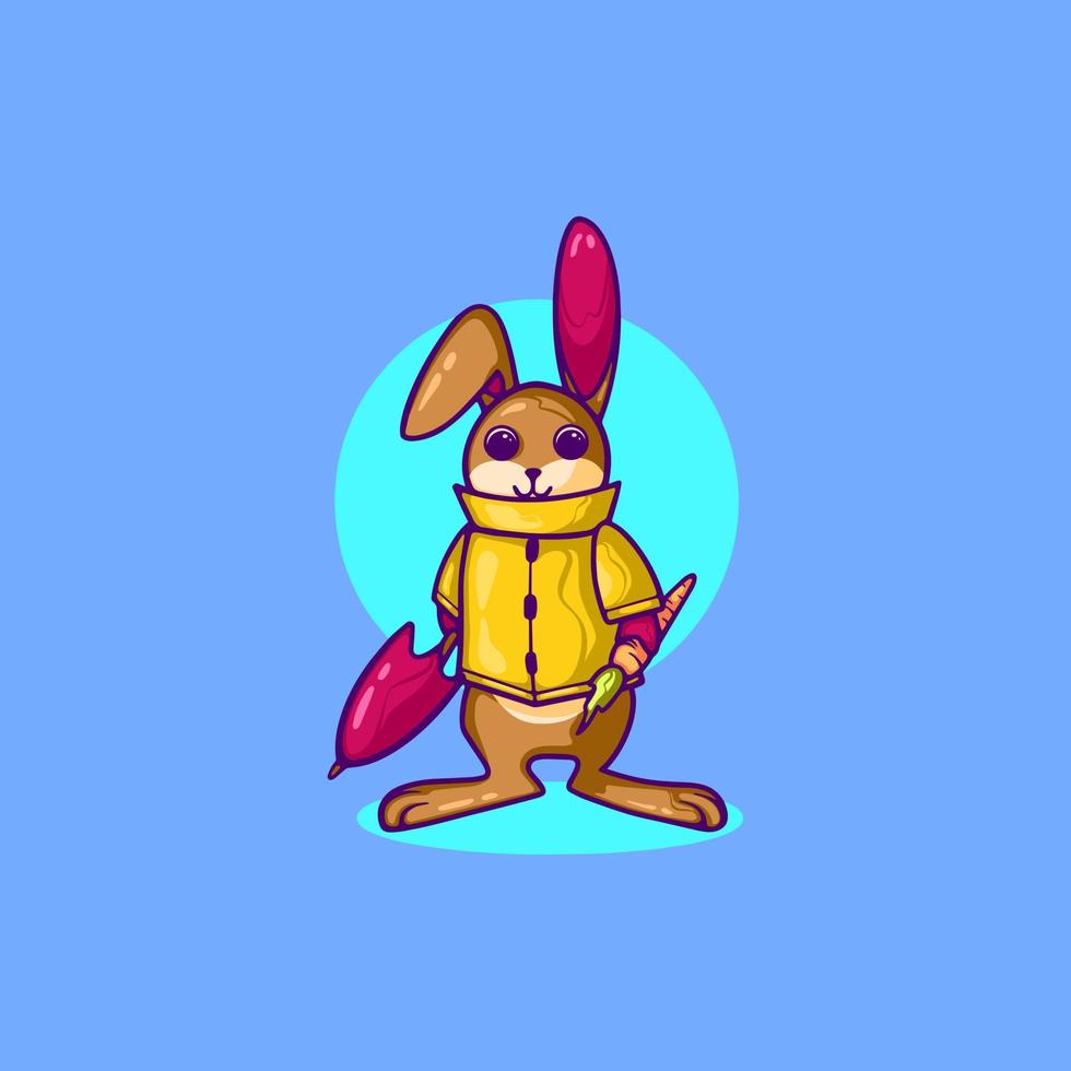 Rabbit in the rainy character for your business or merchandise vector