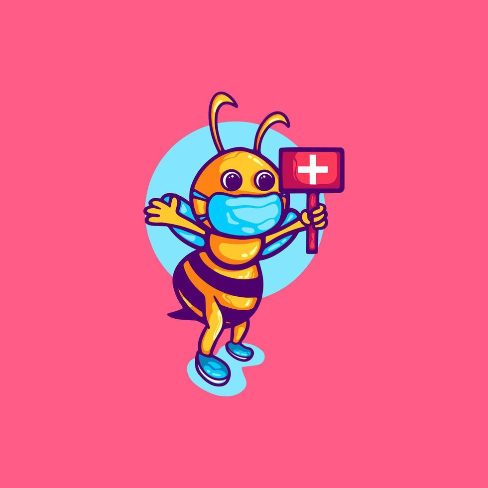 Bee healthy character for your business or merchandise vector