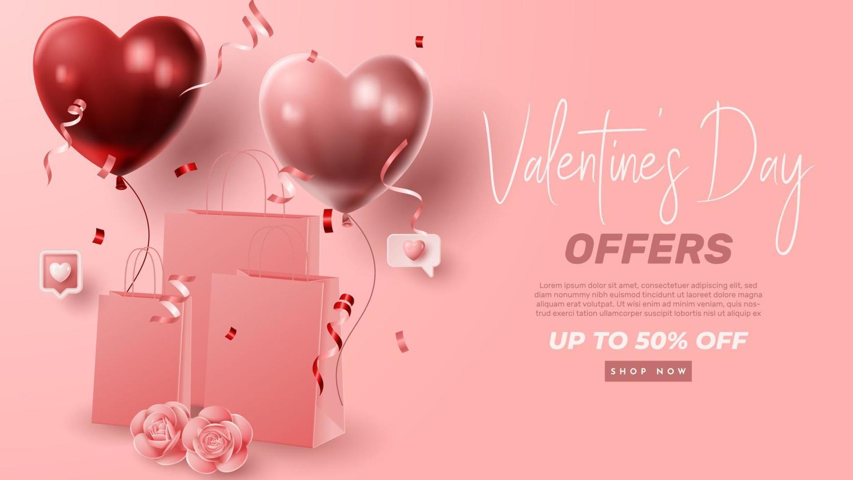 Valentine's day 3D product presentation for banner, advertising, and business. vector illustration