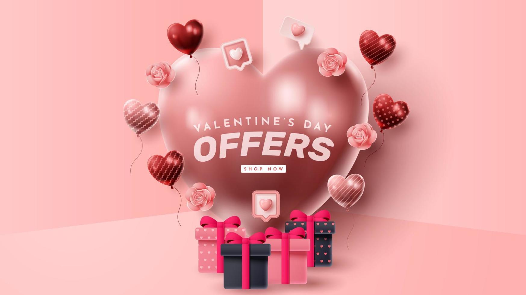 Valentine's day 3D product presentation for banner, advertising, and business. vector illustration