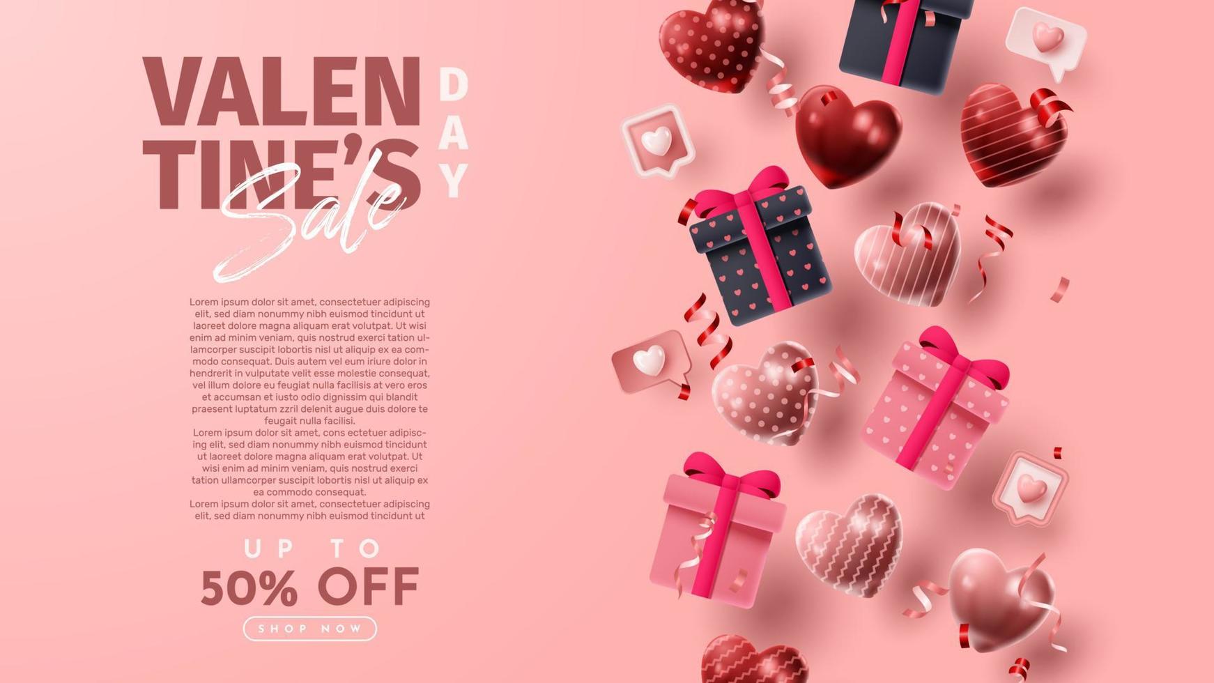 Valentine's day 3D product presentation for banner, advertising, and business. vector illustration