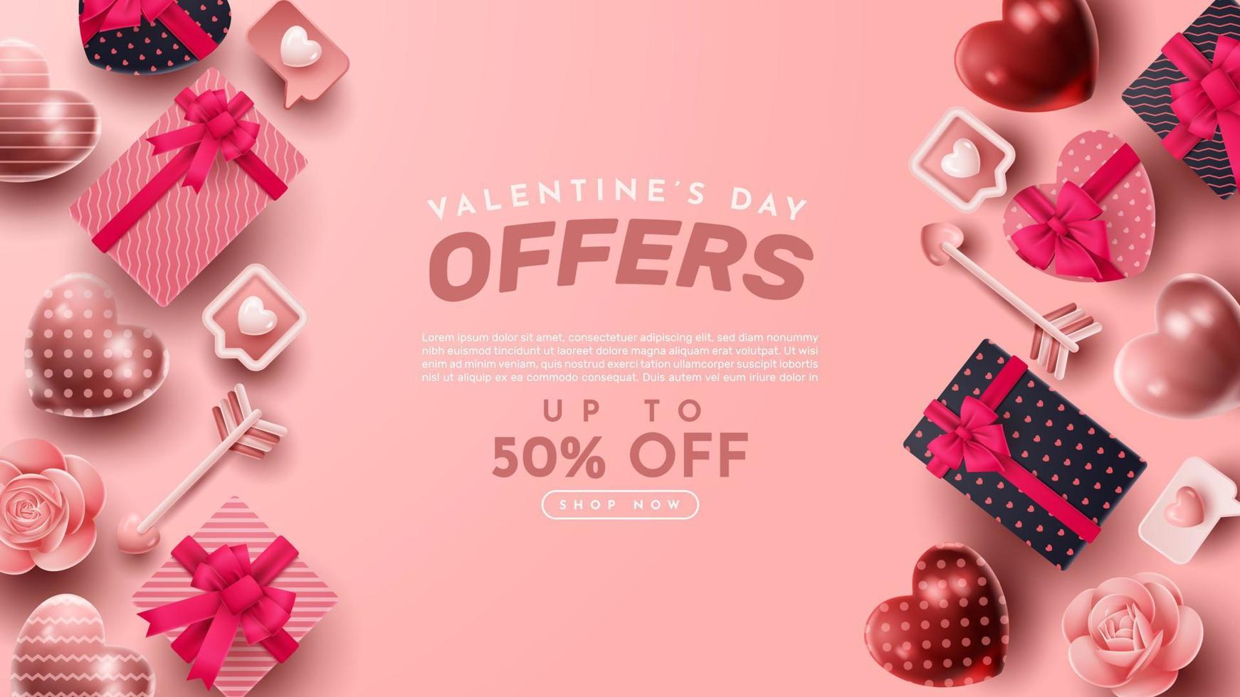 Valentine's day 3D product presentation for banner, advertising, and business. vector illustration