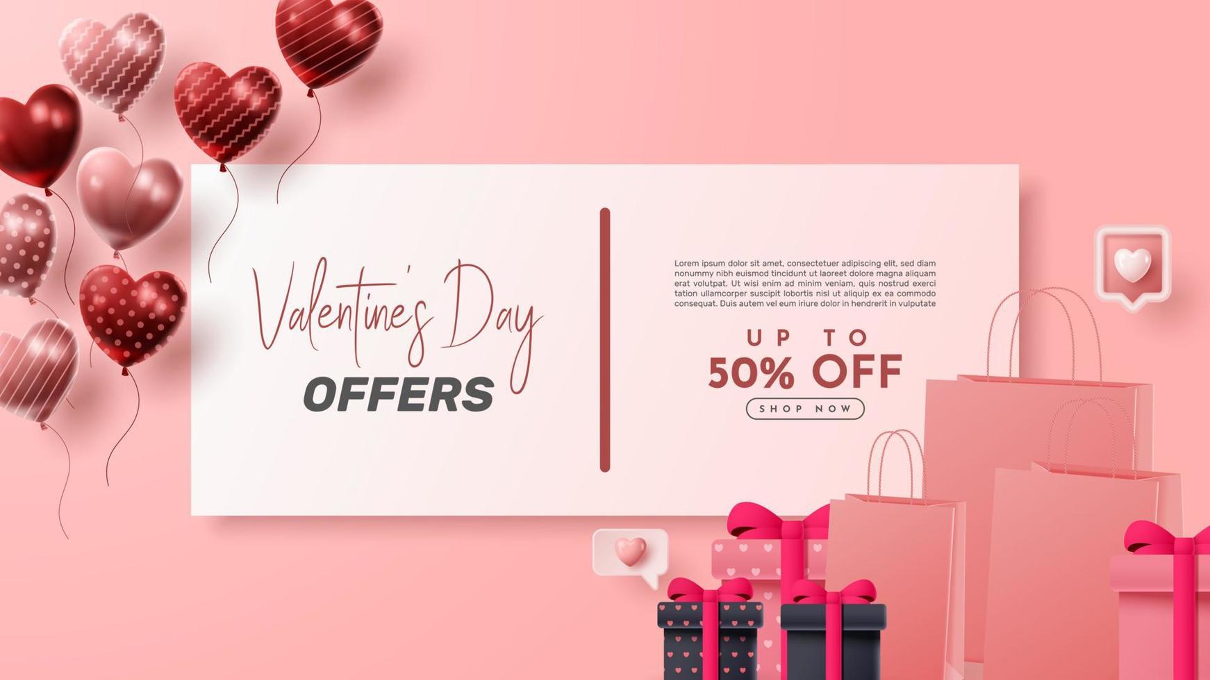 Valentine's day 3D product presentation for banner, advertising, and business. vector illustration