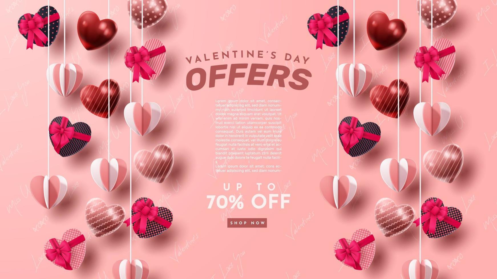 Valentine's day 3D product presentation for banner, advertising, and business. vector illustration