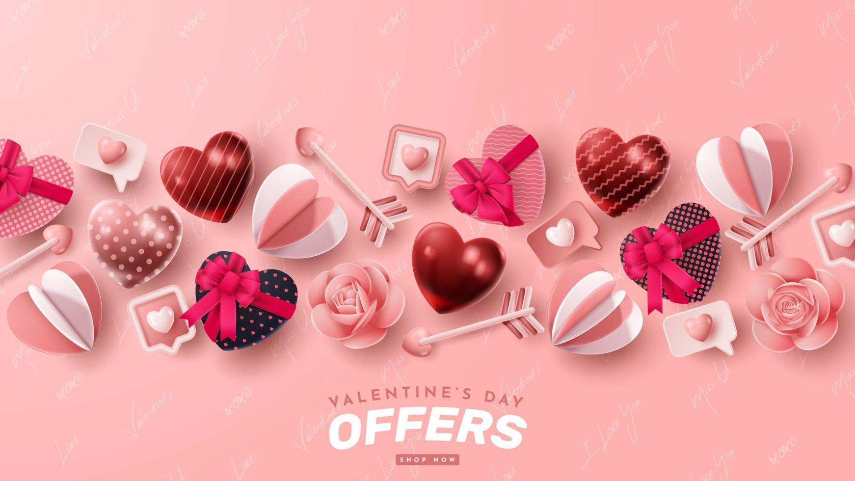 Valentine's day 3D product presentation for banner, advertising, and business. vector illustration