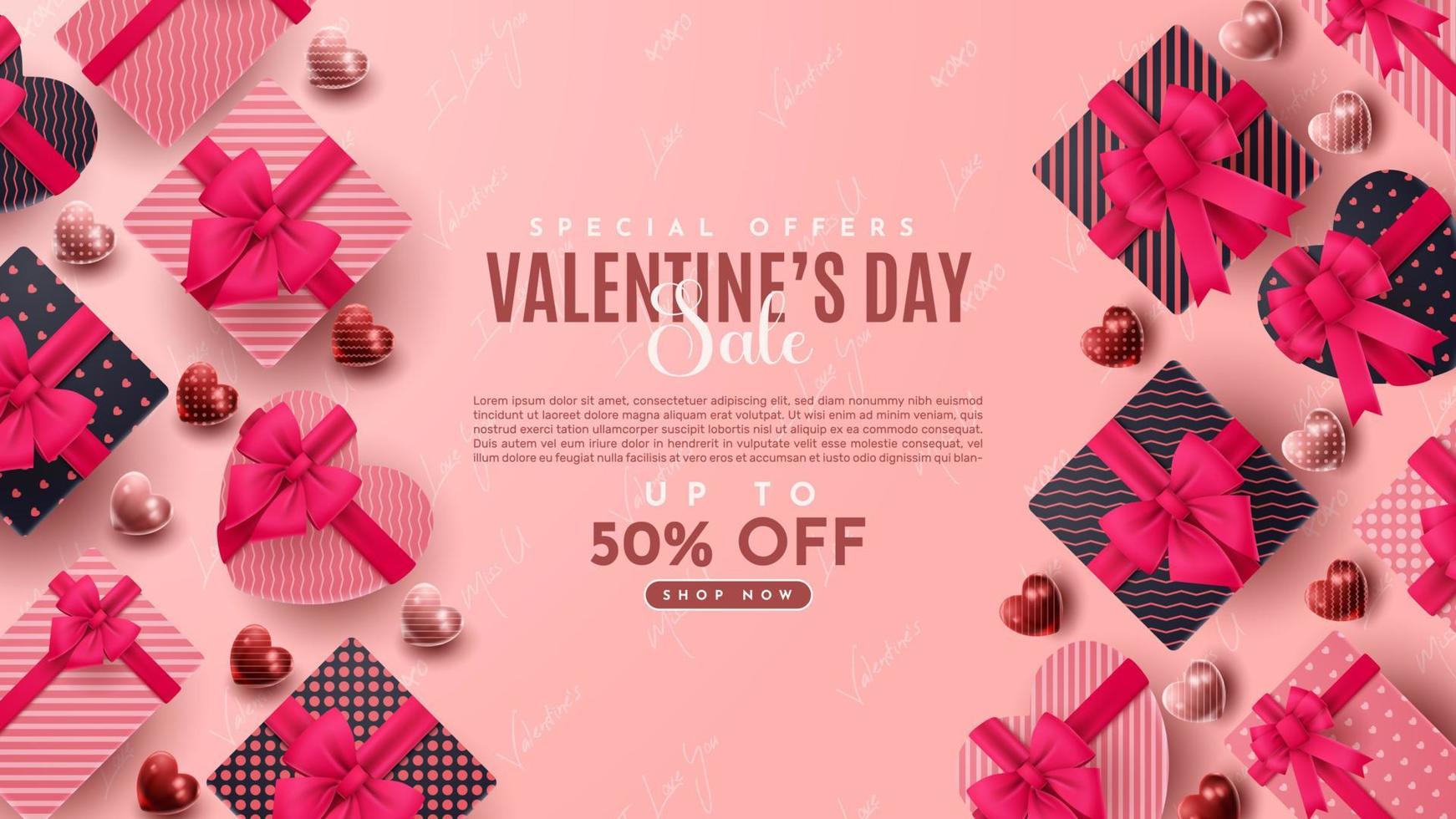 Valentine's day 3D product presentation for banner, advertising, and business. vector illustration
