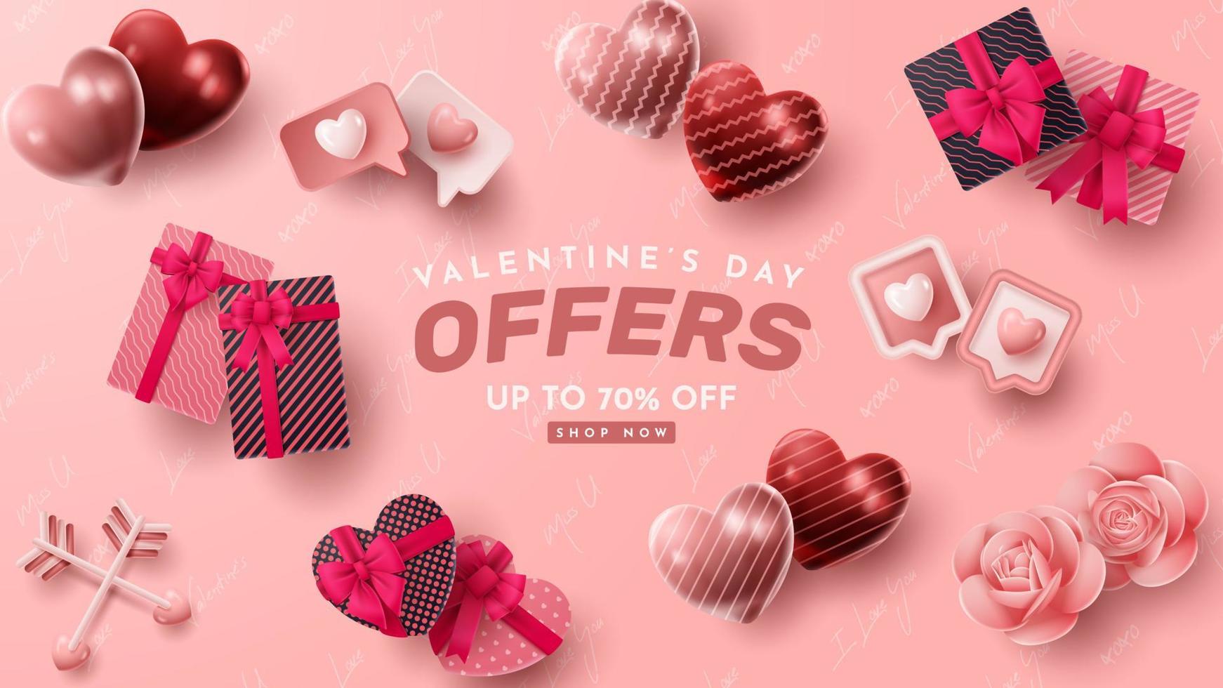 Valentine's day 3D product presentation for banner, advertising, and business. vector illustration