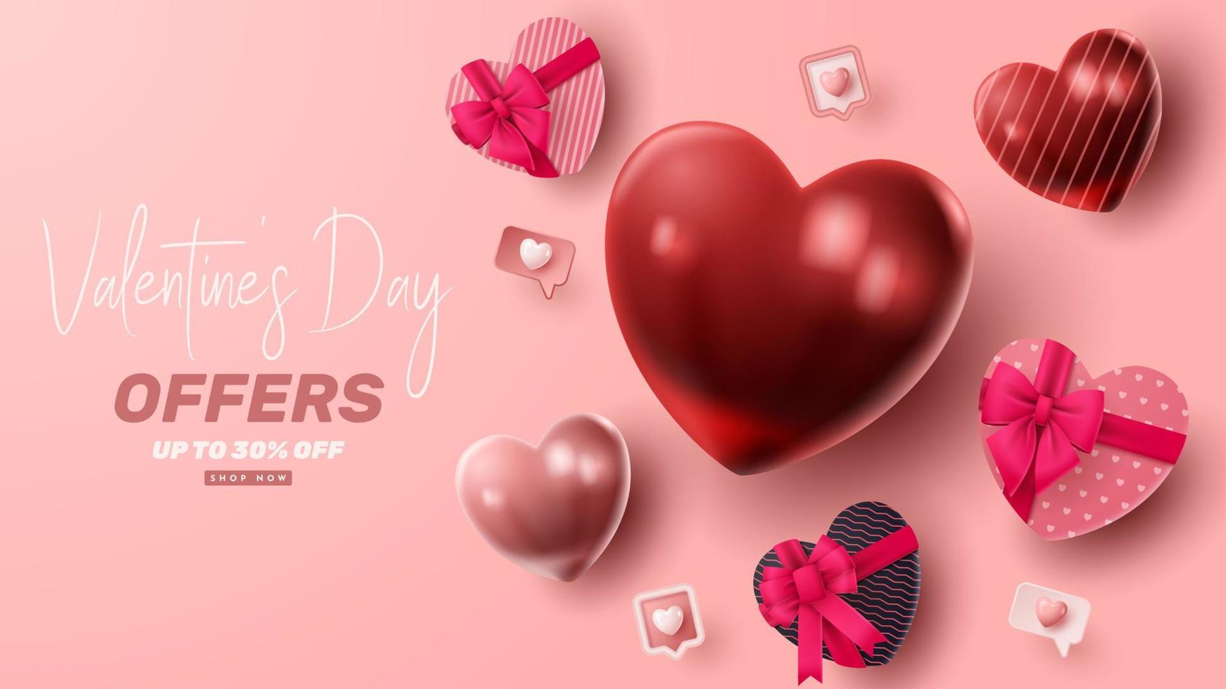 Valentine's day 3D product presentation for banner, advertising, and business. vector illustration