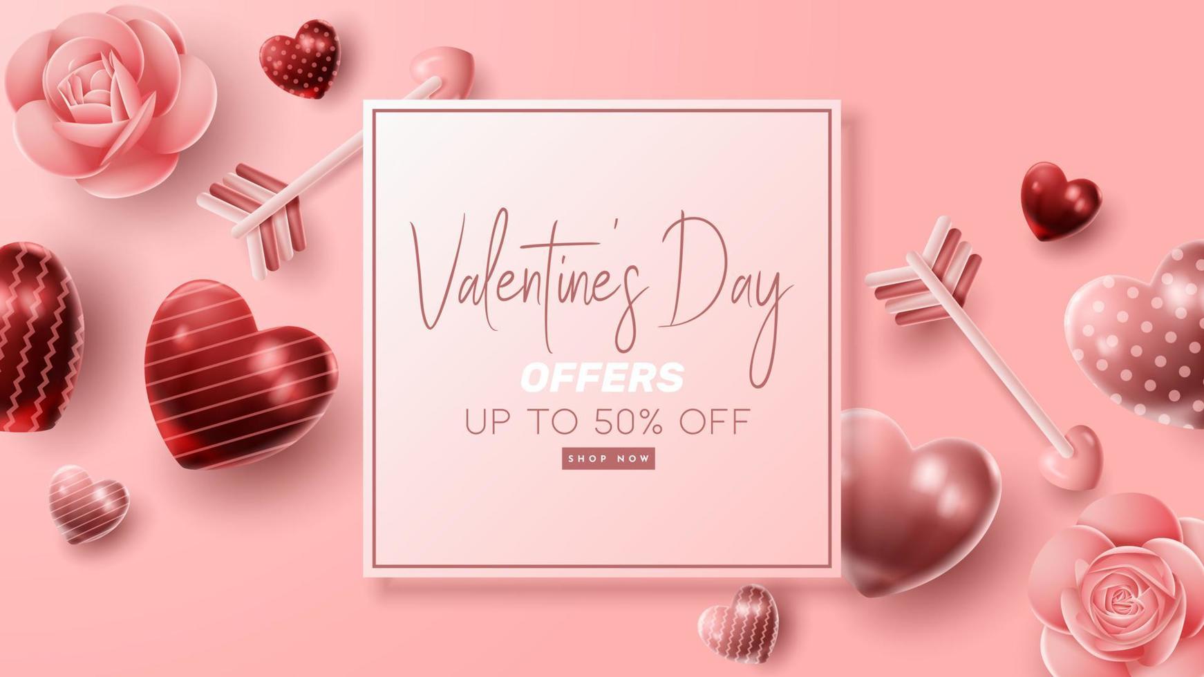 Valentine's day 3D product presentation for banner, advertising, and business. vector illustration