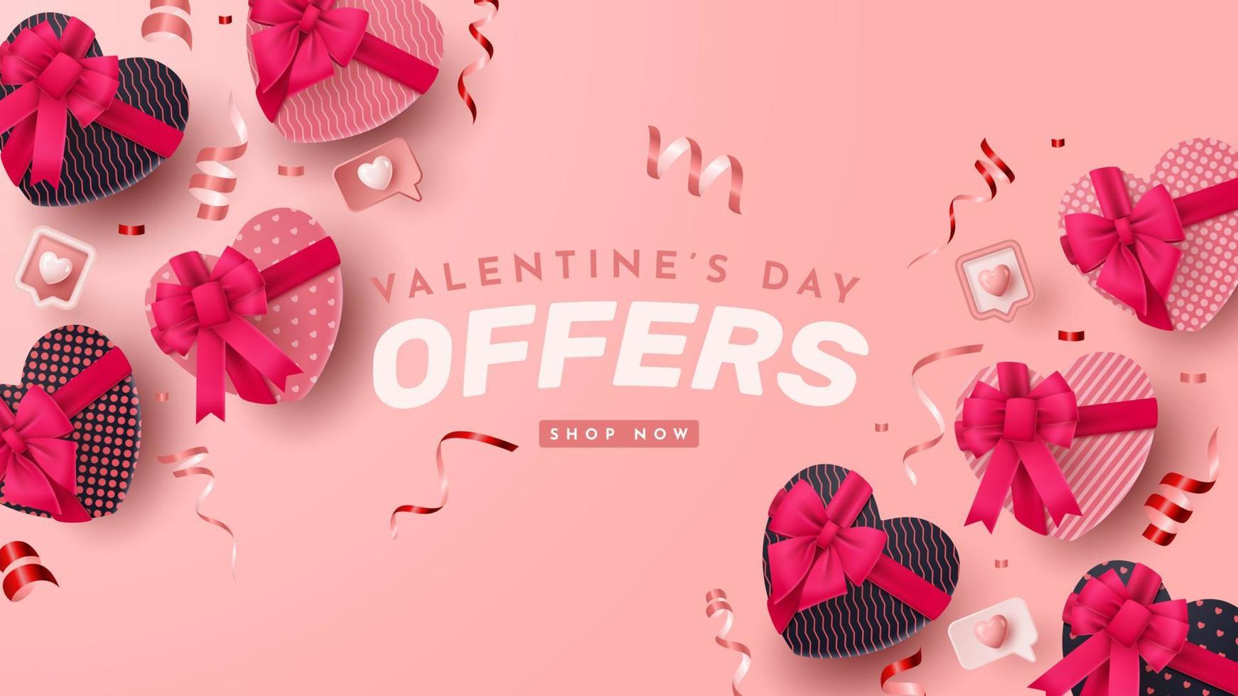 Valentine's day 3D product presentation for banner, advertising, and business. vector illustration