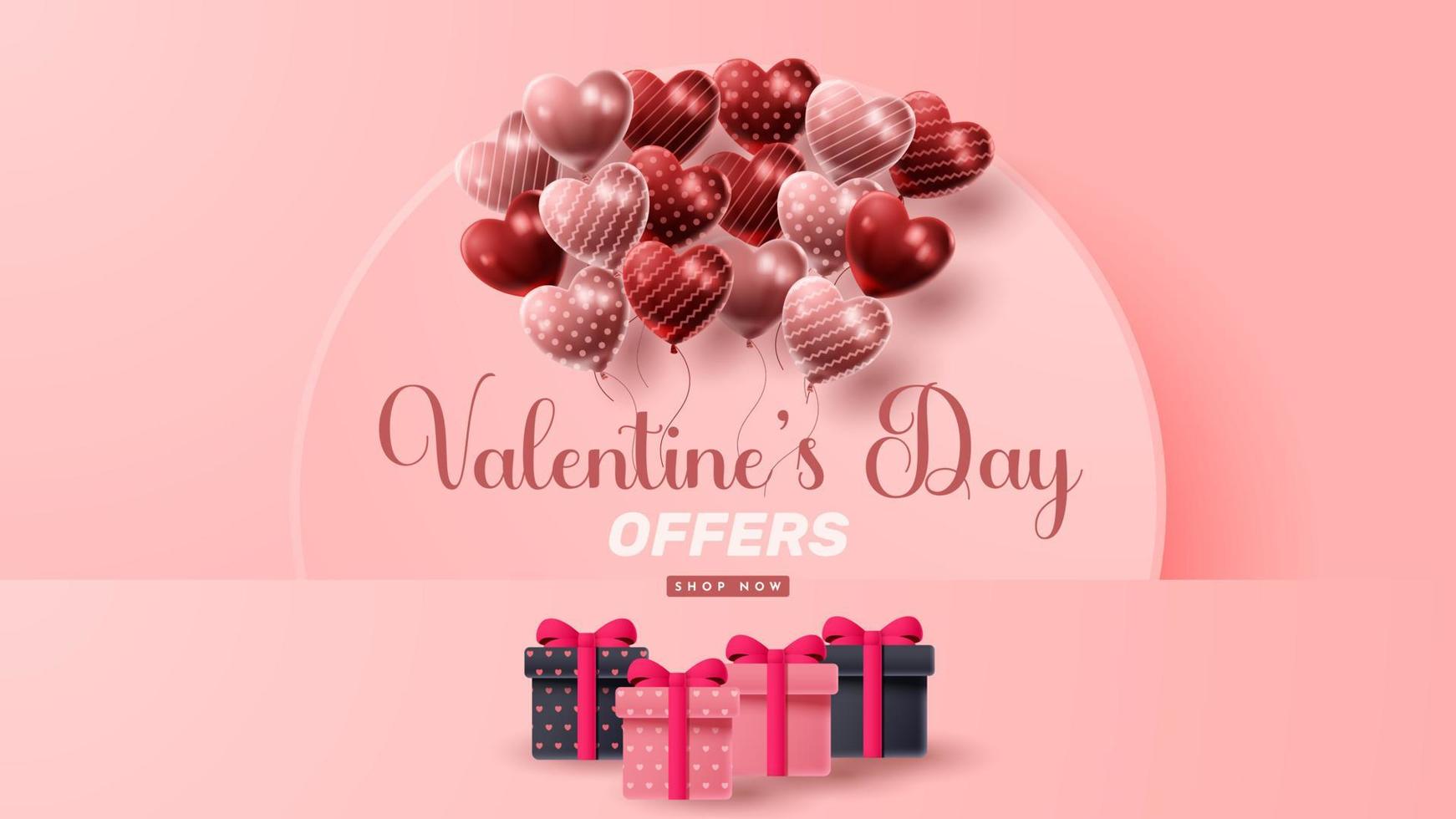 Valentine's day 3D product presentation for banner, advertising, and business. vector illustration