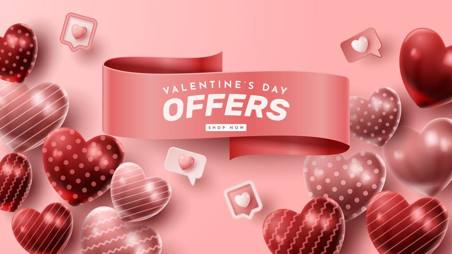 Valentine's day 3D product presentation for banner, advertising, and business. vector illustration