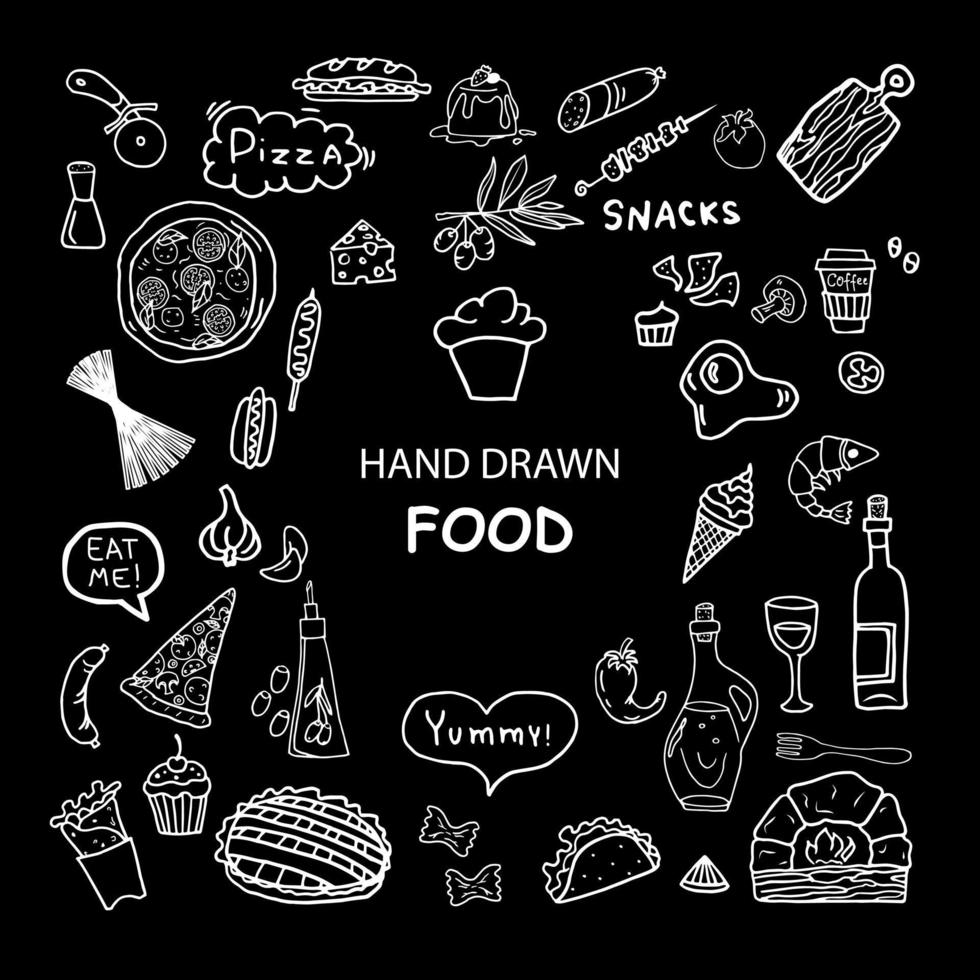 Hand Drawn Outline Food Elements. vector