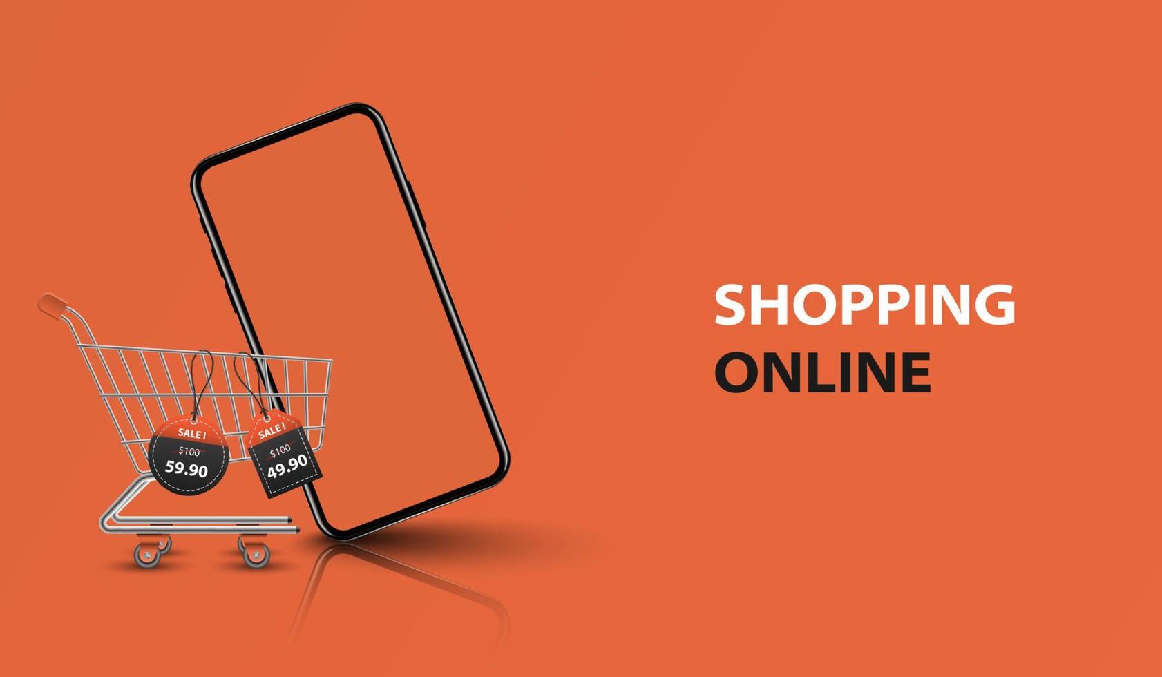 Online shopping concept, smartphone online store, vector illustration