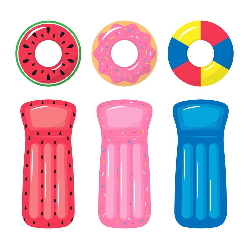 Rubber ring and lifebuoy collection. vector