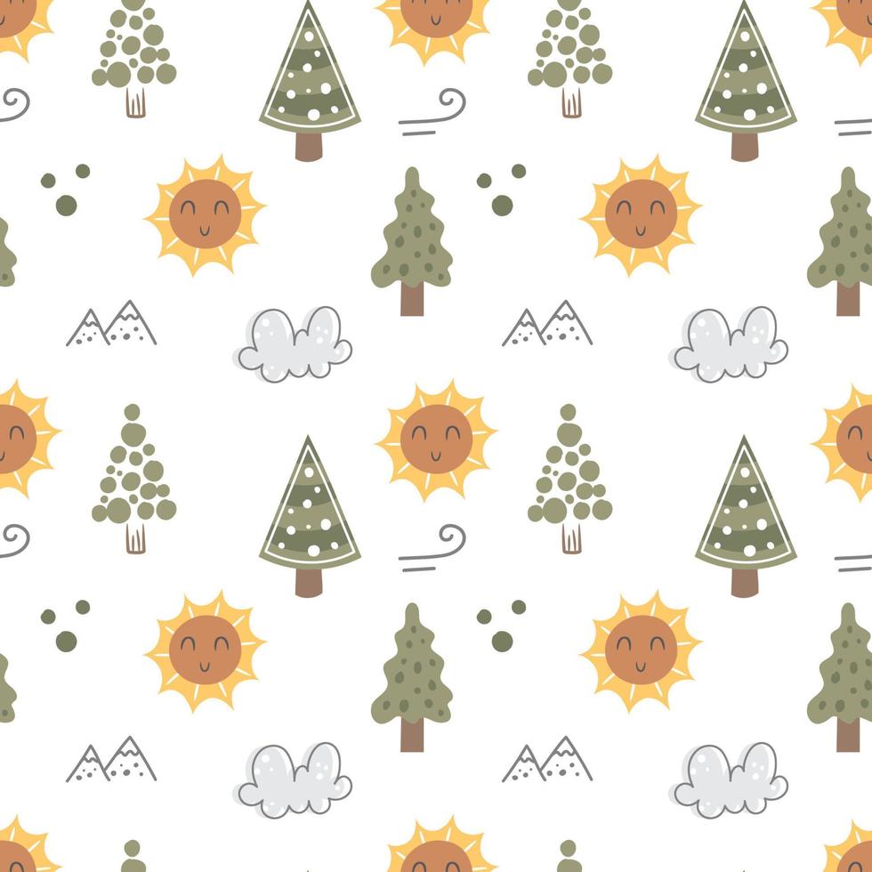 Simple Tree seamless pattern in organic style vector