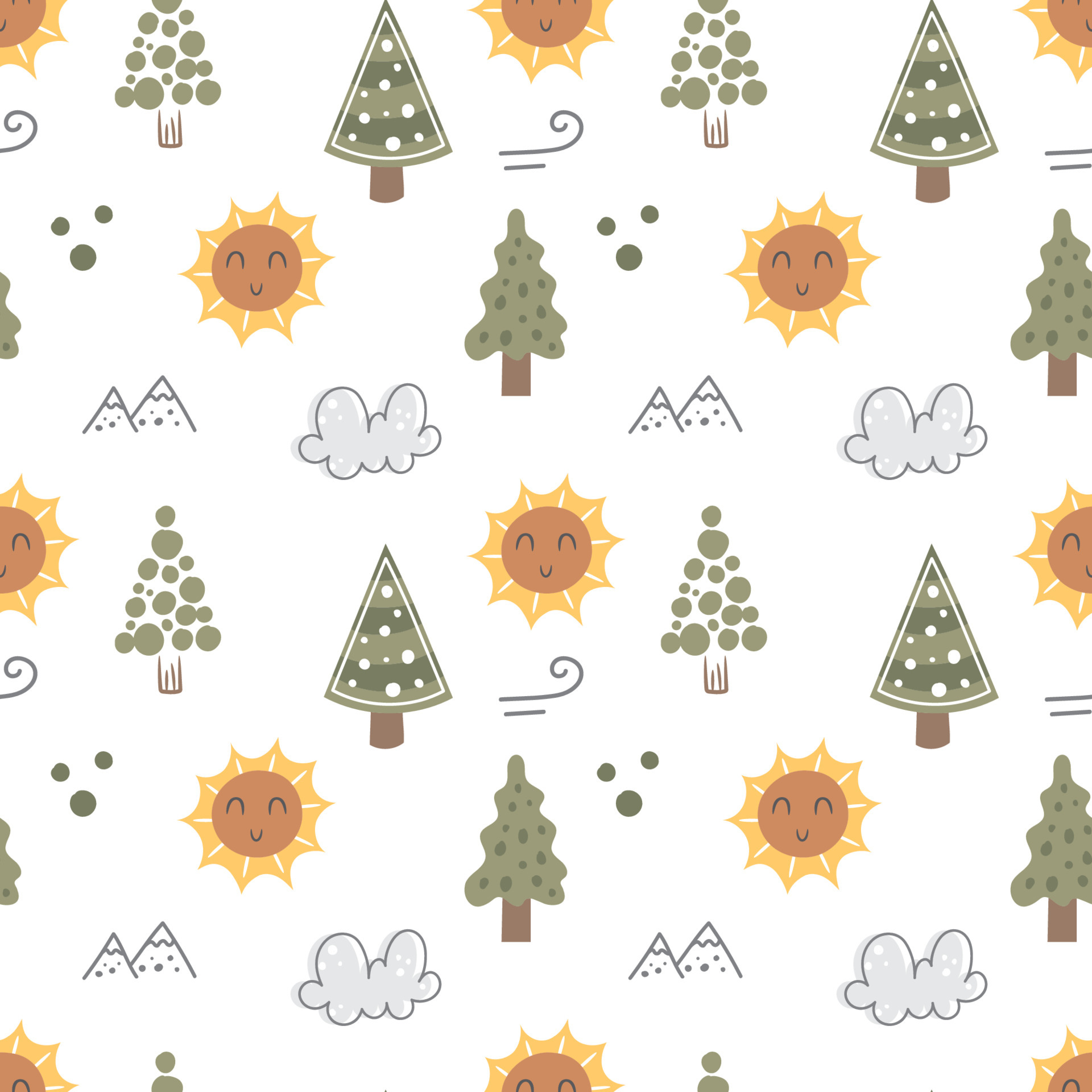Simple Tree seamless pattern in organic style 5730632 Vector Art at ...