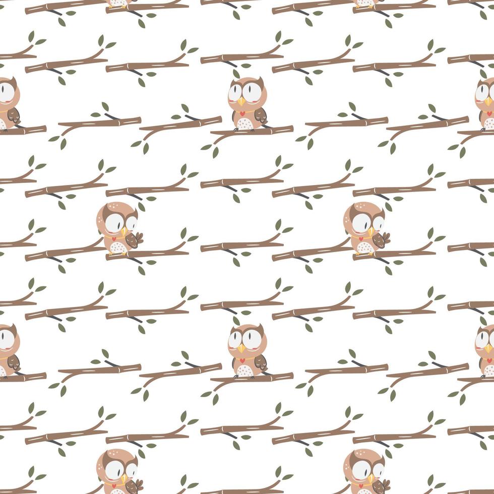 Cute Owl Nursery seamless pattern vector