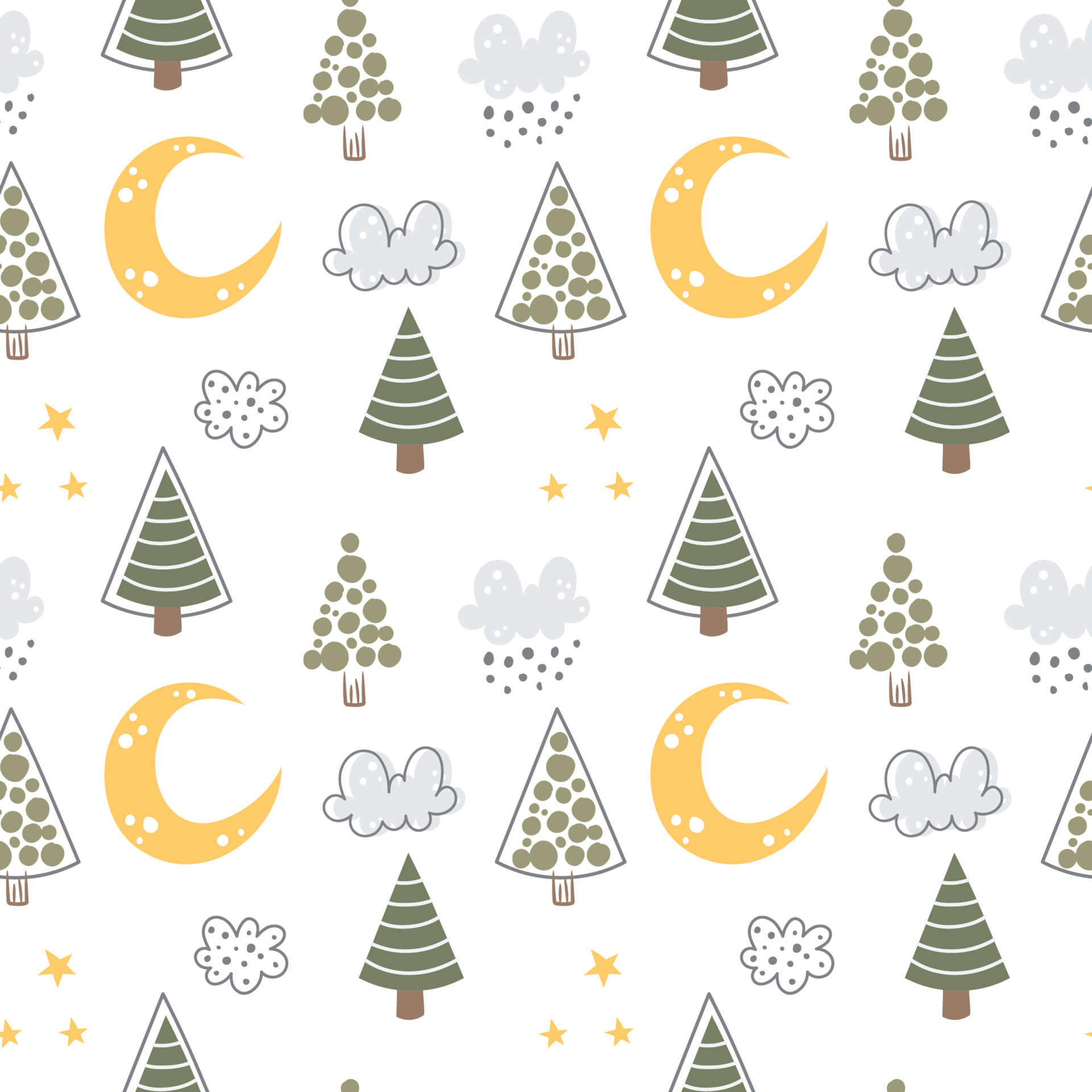 Simple Tree seamless pattern in organic style 5730643 Vector Art at ...