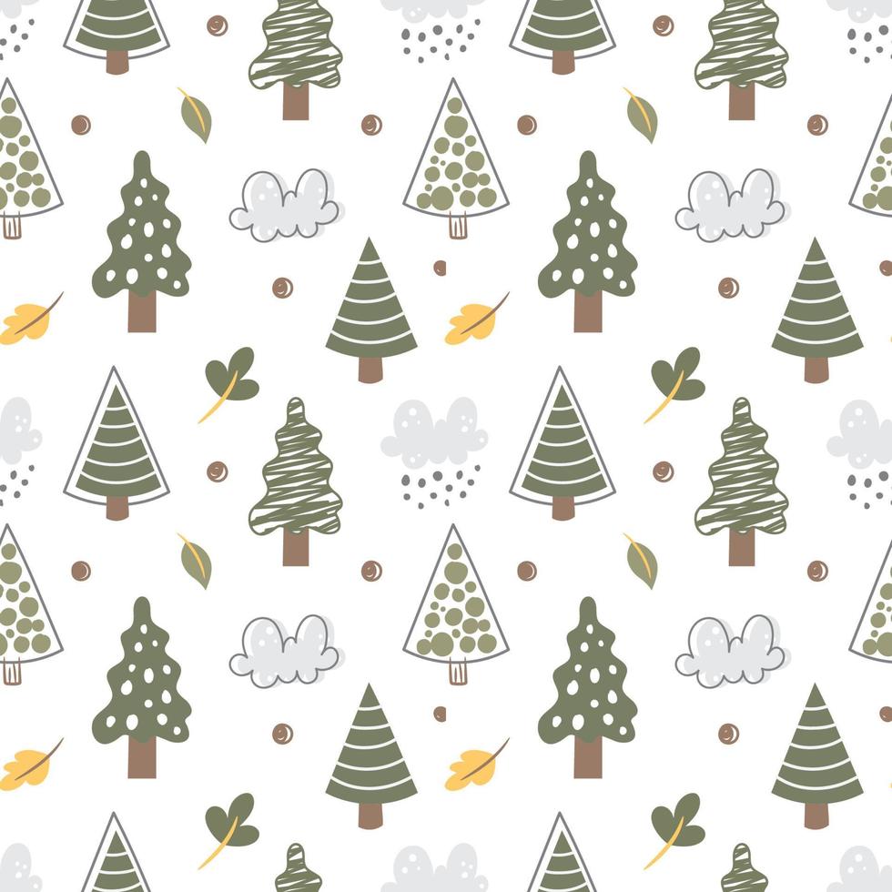 Simple Tree seamless pattern in organic style vector