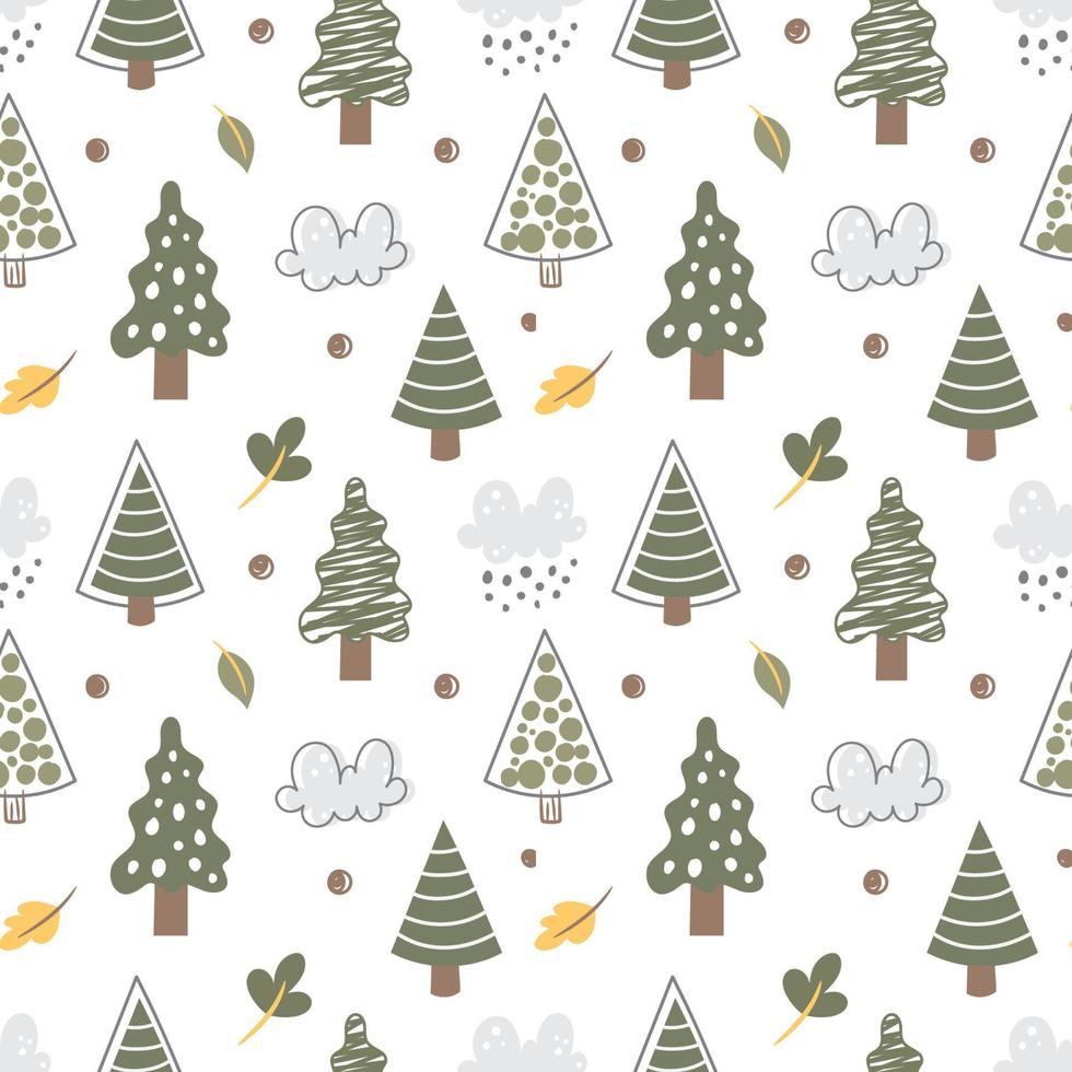 Simple Tree seamless pattern in organic style vector