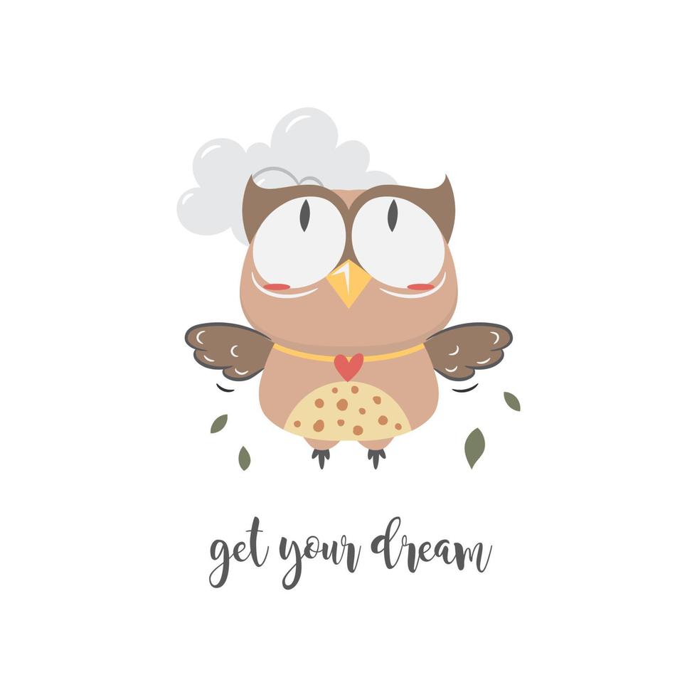 Cute owl illustration clipart in cartoon style vector