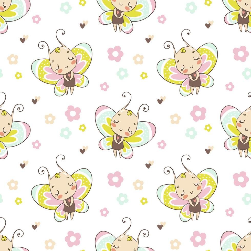 Cute little butterfly seamless pattern for kids vector