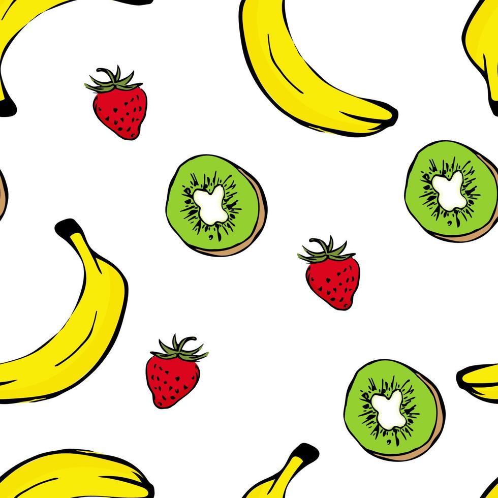 Fruits seamless vector pattern on white background