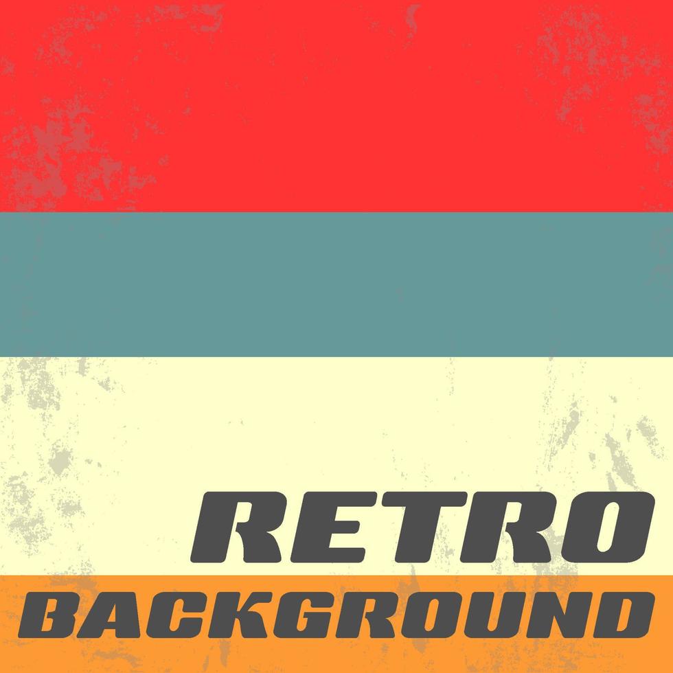 Retro background with colored stripes and grunge texture. Vector illustration.