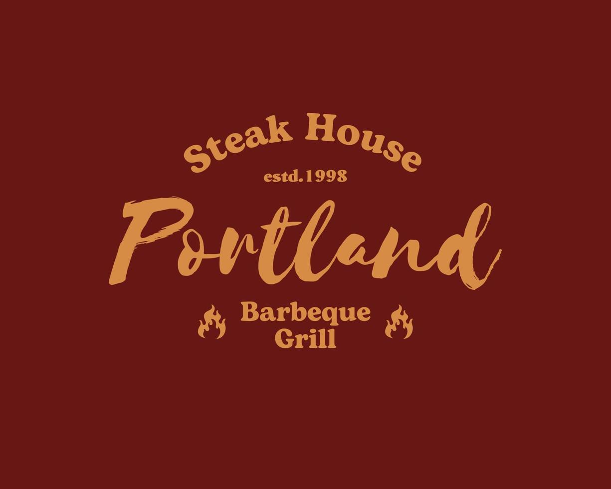 Steak house barbeque grill lettering logo design template vector